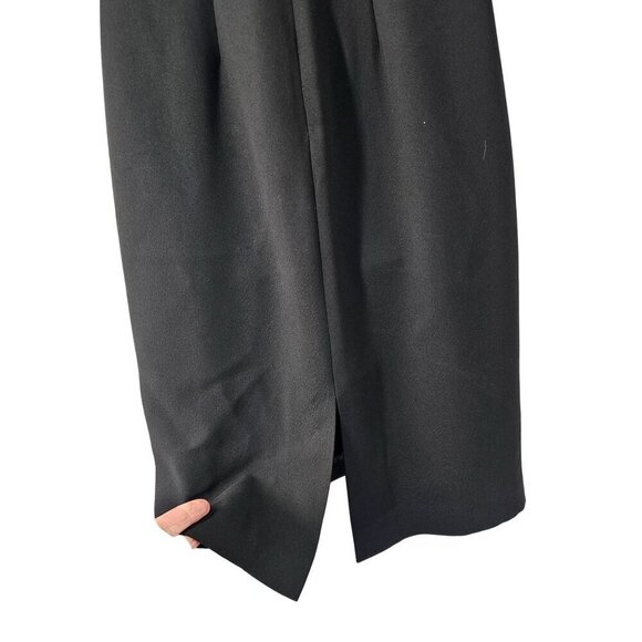 Andrea Polizzi Rex Lester 90s Black Crepe Open Back Sheath Dress Sz 8 Slvles LBD - Picture 4 of 8